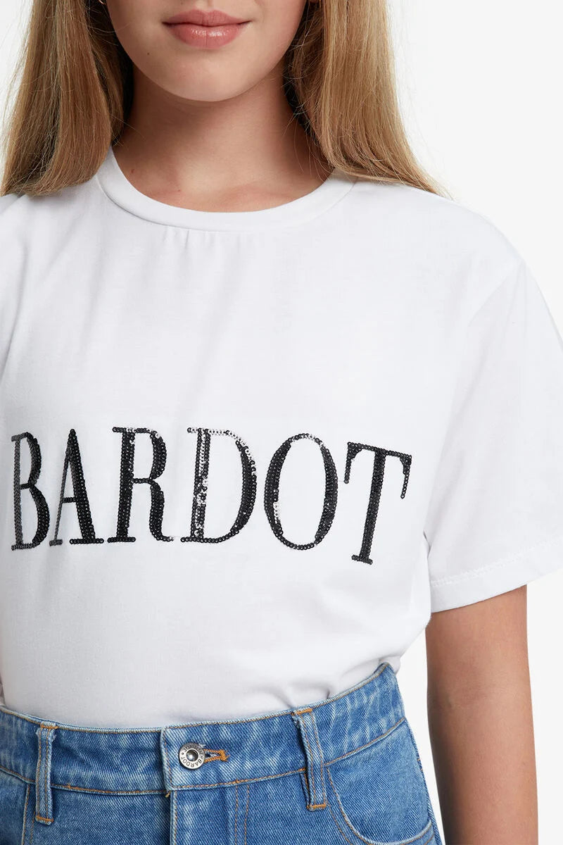 Bardot Sequin Tee In Black Sequin