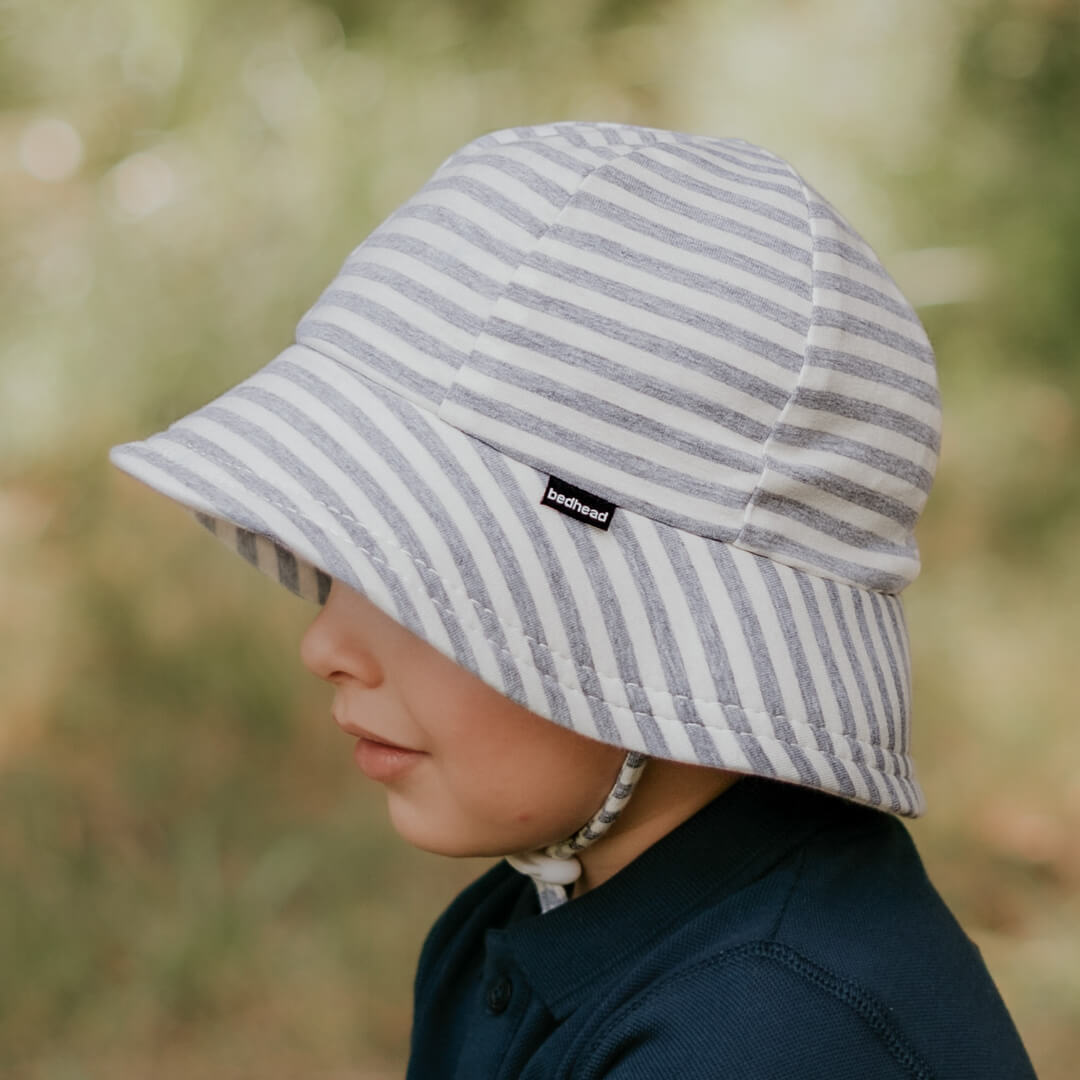 Grey Stripe - Toddler Bucket Sun Hat