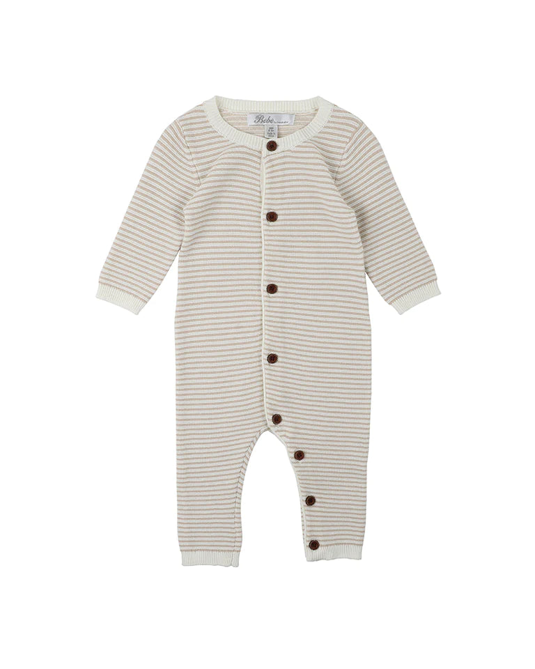 BÉBÉ - BEIGE STRIPE ROMPER