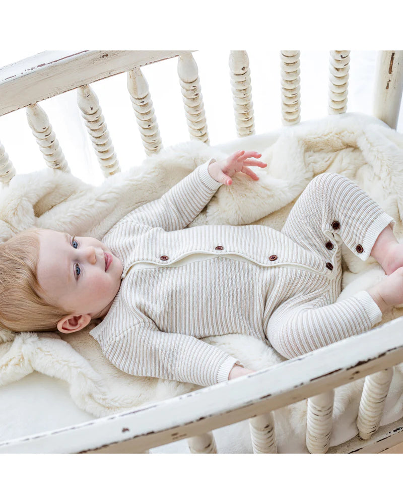 BÉBÉ - BEIGE STRIPE ROMPER