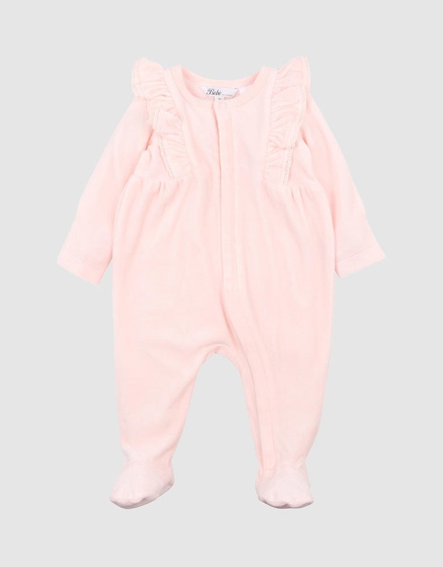 BÉBÉ - COCO VELOUR FRILL - ONESIE - PEACHY PINK