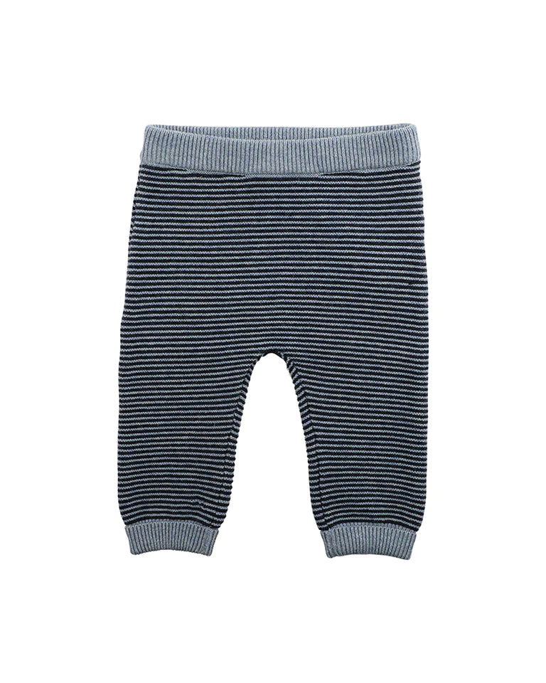 BÉBÉ - STRIPE KNIT PANTS - BLUE