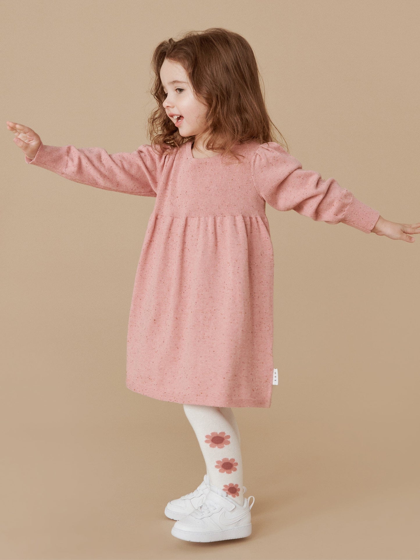 HUX - SPRINKLES KNIT PUFF DRESS - DUSTY ROSE