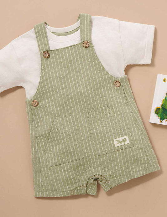 Linen Blend Overall Set