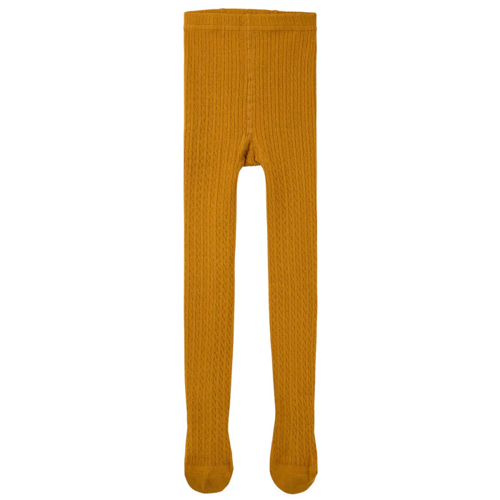 DESIGNER KIDZ - CABLE KNIT RIB TIGHTS - MUSTARD