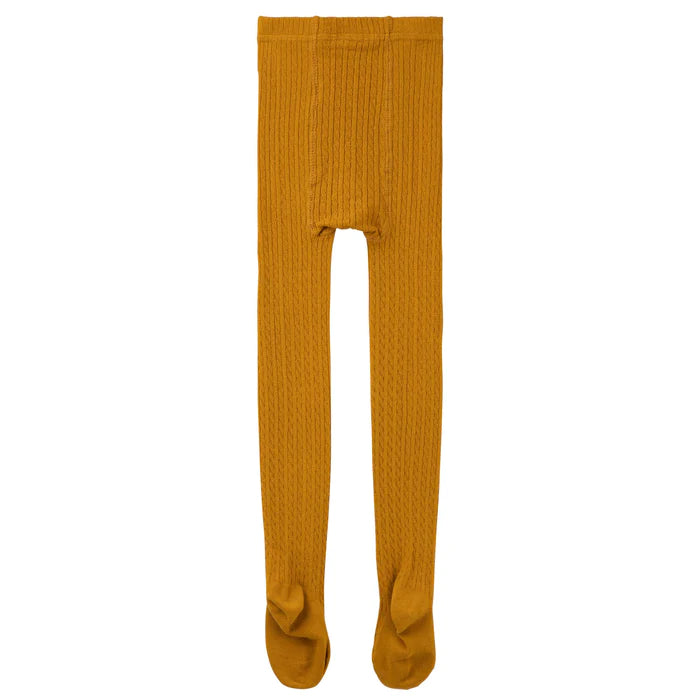 DESIGNER KIDZ - CABLE KNIT RIB TIGHTS - MUSTARD